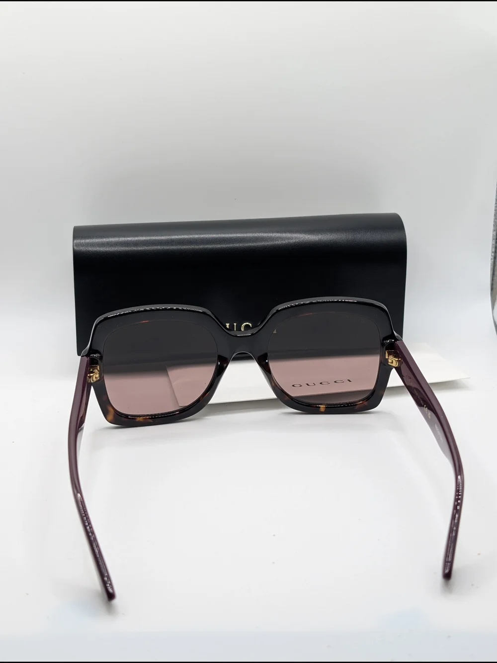 Gucci GG1337S Square Tortoiseshell & Purple Sunglasses with Pink Lenses & Case